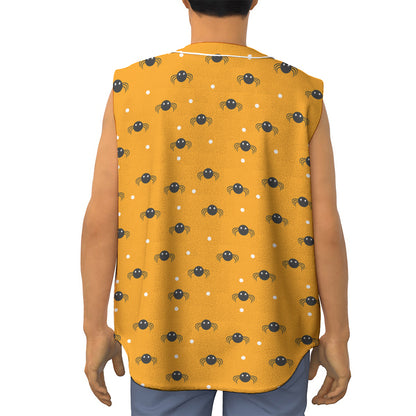 Halloween Spider Pattern Print Sleeveless Baseball Jersey