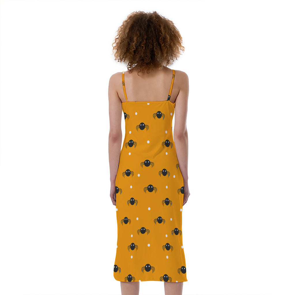 Halloween Spider Pattern Print Slim Fit Midi Cami Dress