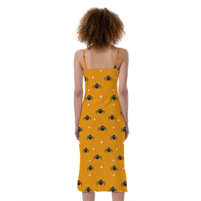 Halloween Spider Pattern Print Slim Fit Midi Cami Dress