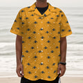 Halloween Spider Pattern Print Textured Short Sleeve Shirt