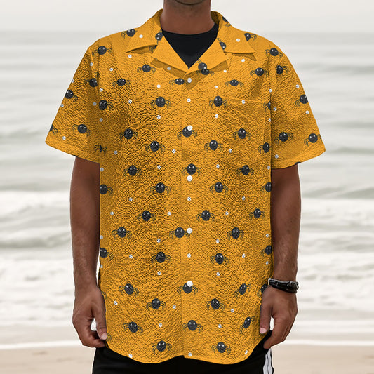 Halloween Spider Pattern Print Textured Short Sleeve Shirt