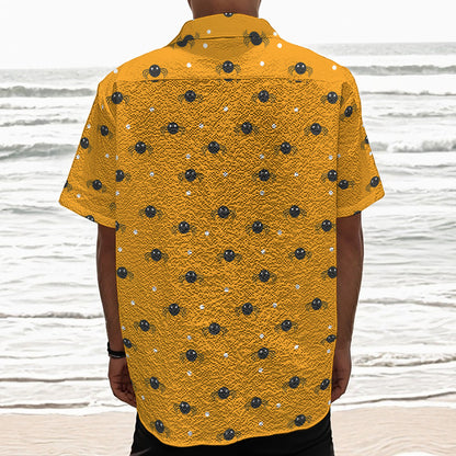 Halloween Spider Pattern Print Textured Short Sleeve Shirt