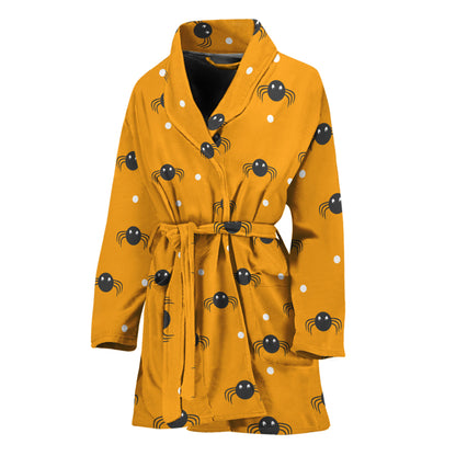 Halloween Spider Pattern Print Women's Bathrobe