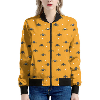 Halloween Spider Pattern Print Women's Bomber Jacket