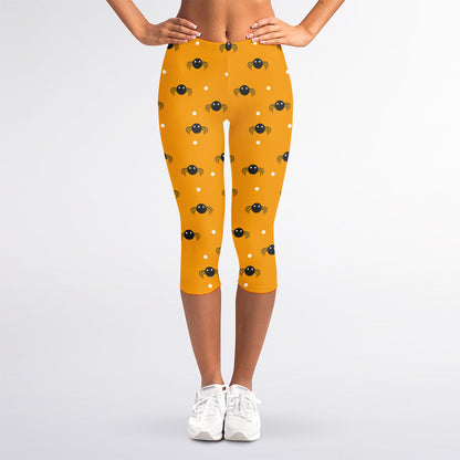 Halloween Spider Pattern Print Women's Capri Leggings