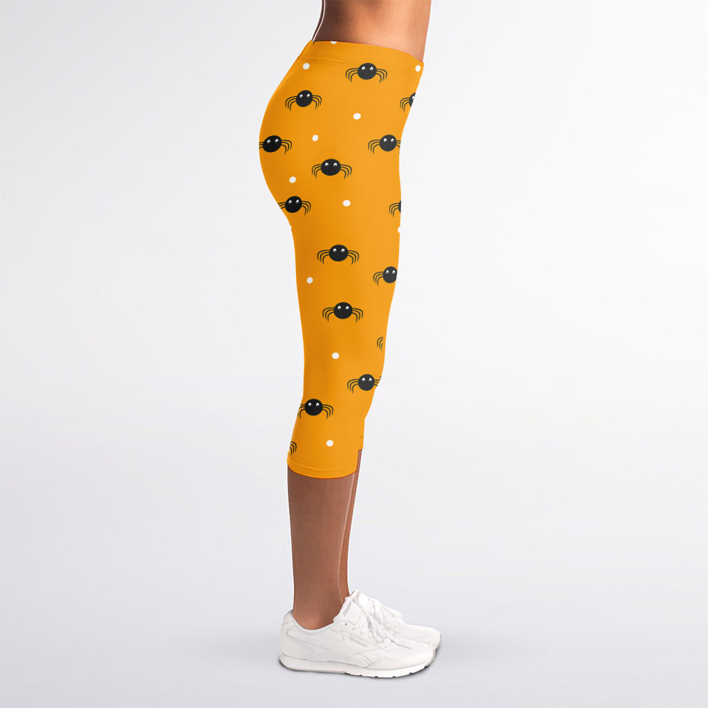 Halloween Spider Pattern Print Women's Capri Leggings