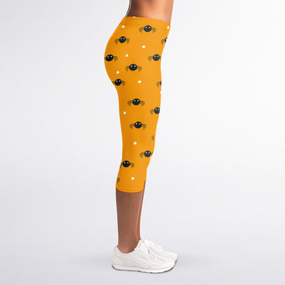 Halloween Spider Pattern Print Women's Capri Leggings