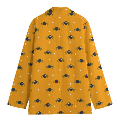 Halloween Spider Pattern Print Women's Cotton Blazer