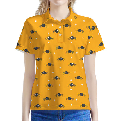 Halloween Spider Pattern Print Women's Polo Shirt