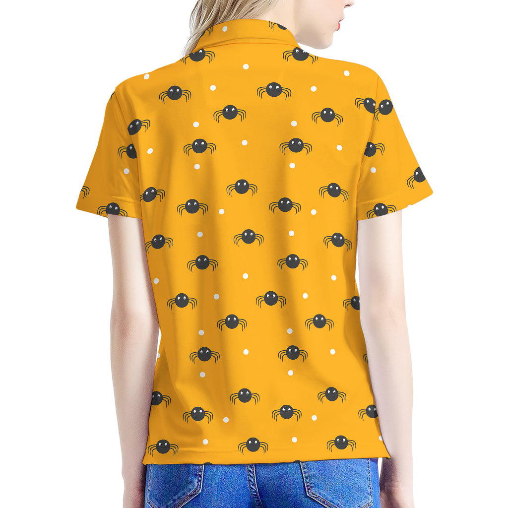 Halloween Spider Pattern Print Women's Polo Shirt