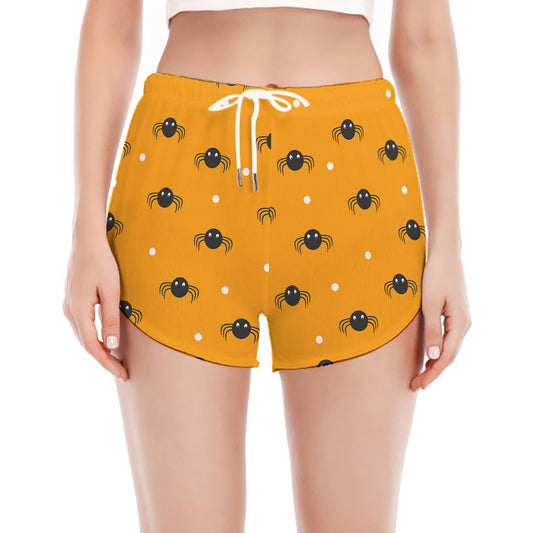 Halloween Spider Pattern Print Women's Split Running Shorts