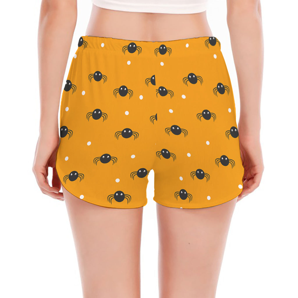 Halloween Spider Pattern Print Women's Split Running Shorts