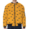 Halloween Spider Pattern Print Zip Sleeve Bomber Jacket