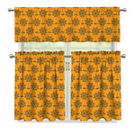 Halloween Spider Web Pattern Print 3 Piece Kitchen Curtains