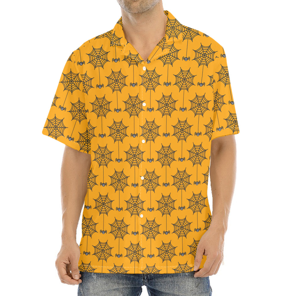 Halloween Spider Web Pattern Print Aloha Shirt