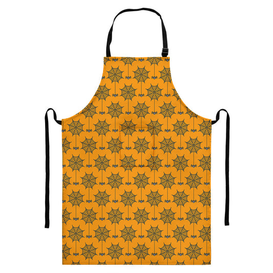 Halloween Spider Web Pattern Print Bib Apron With Pocket