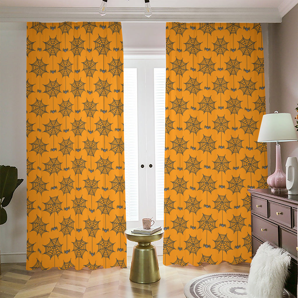 Halloween Spider Web Pattern Print Blackout Pencil Pleat Curtains