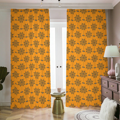 Halloween Spider Web Pattern Print Blackout Pencil Pleat Curtains