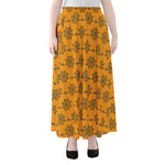 Halloween Spider Web Pattern Print Chiffon Maxi Skirt