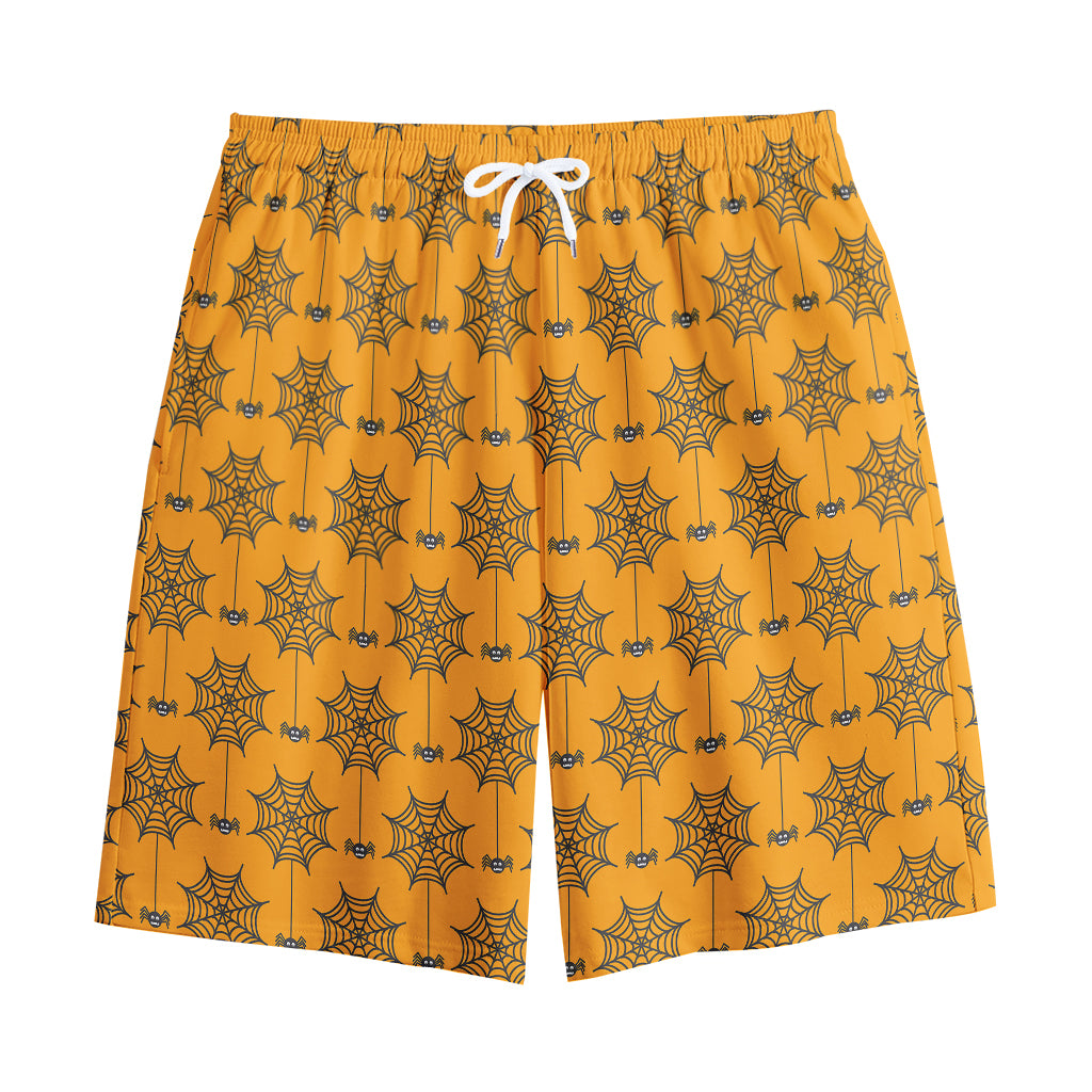 Halloween Spider Web Pattern Print Cotton Shorts