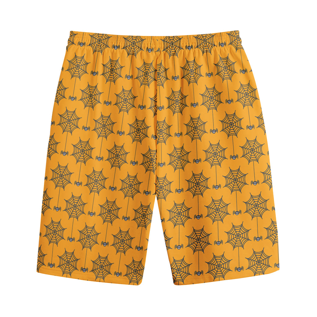 Halloween Spider Web Pattern Print Cotton Shorts