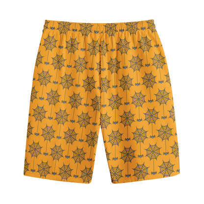 Halloween Spider Web Pattern Print Cotton Shorts