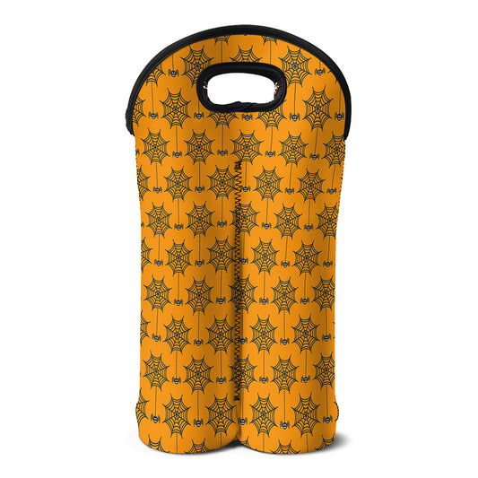 Halloween Spider Web Pattern Print Double Neoprene Wine Tote