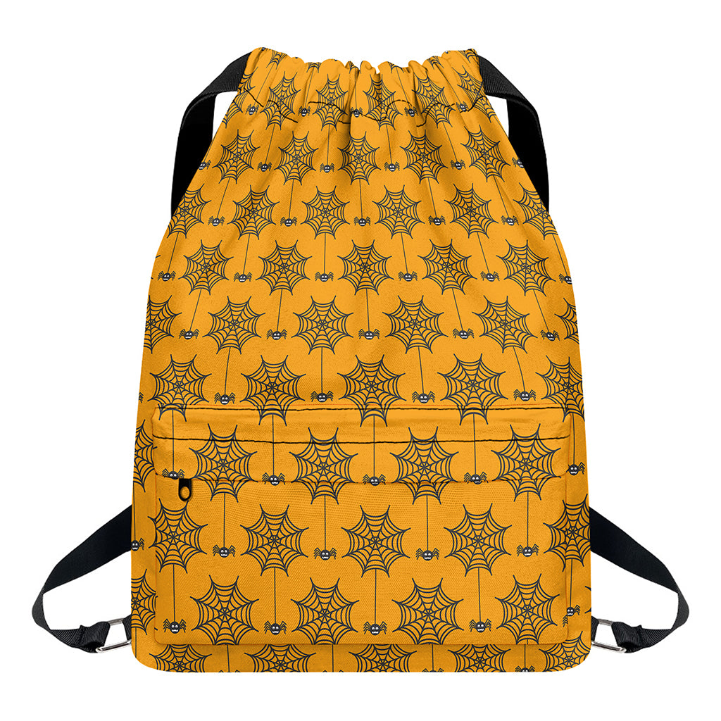 Halloween Spider Web Pattern Print Drawstring Backpack