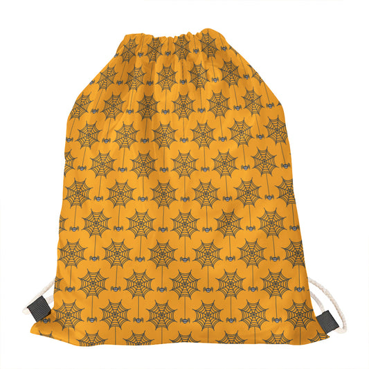 Halloween Spider Web Pattern Print Drawstring Bag