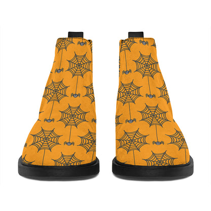 Halloween Spider Web Pattern Print Flat Ankle Boots