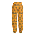 Halloween Spider Web Pattern Print Fleece Lined Knit Pants