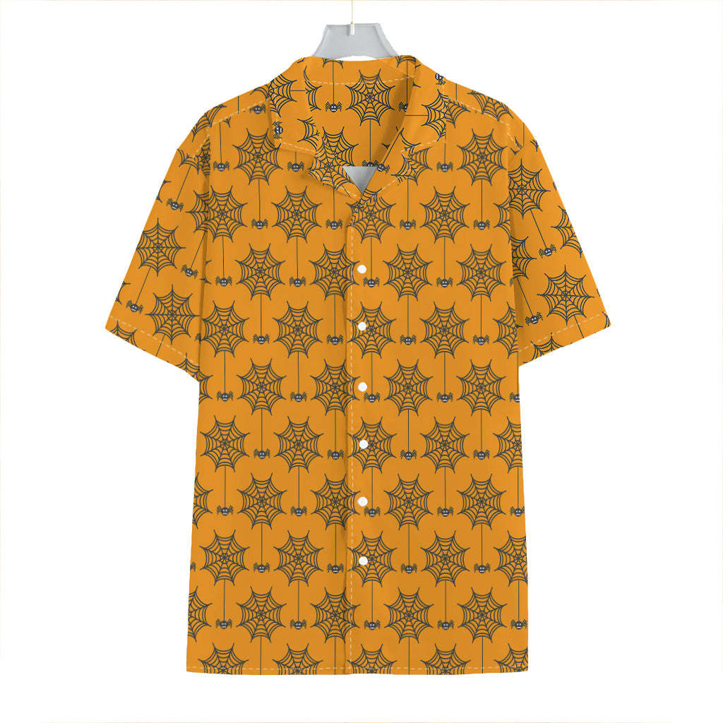 Halloween Spider Web Pattern Print Hawaiian Shirt