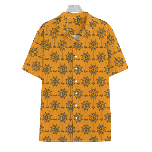Halloween Spider Web Pattern Print Hawaiian Shirt