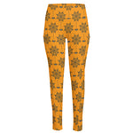 Halloween Spider Web Pattern Print High-Waisted Pocket Leggings