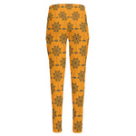 Halloween Spider Web Pattern Print High-Waisted Pocket Leggings