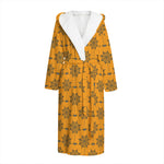 Halloween Spider Web Pattern Print Hooded Bathrobe