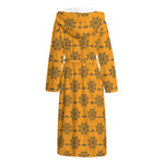 Halloween Spider Web Pattern Print Hooded Bathrobe