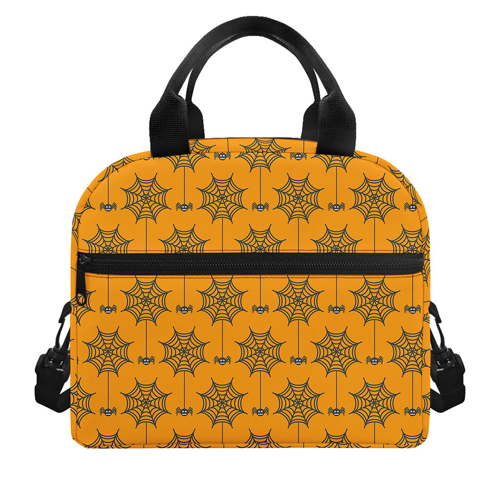 Halloween Spider Web Pattern Print Insulated Lunch Bag