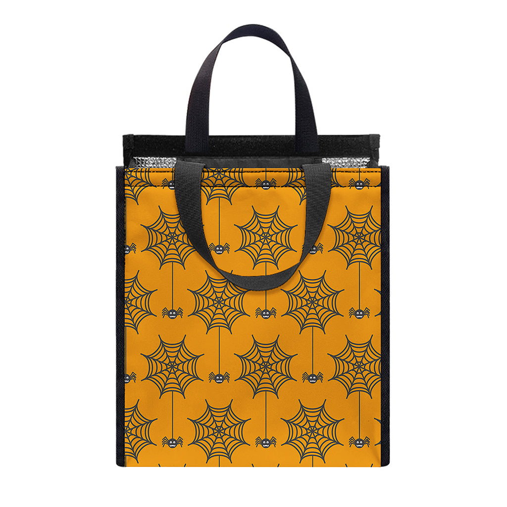 Halloween Spider Web Pattern Print Insulated Lunch Tote