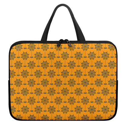 Halloween Spider Web Pattern Print Laptop Sleeve With Handle