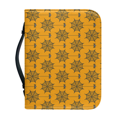 Halloween Spider Web Pattern Print Leather Bible Cover