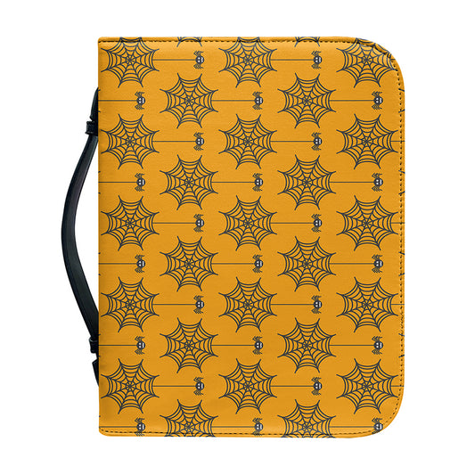 Halloween Spider Web Pattern Print Leather Bible Cover