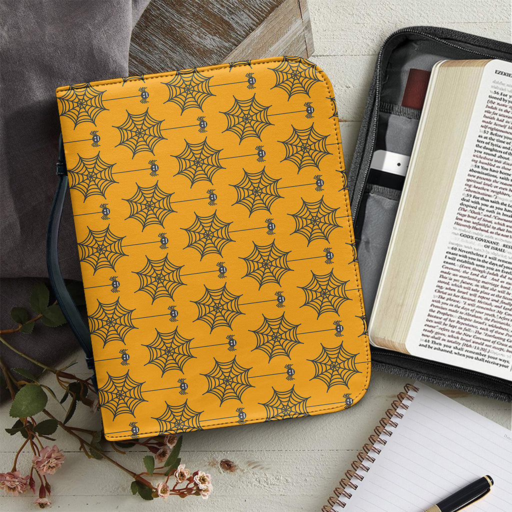 Halloween Spider Web Pattern Print Leather Bible Cover
