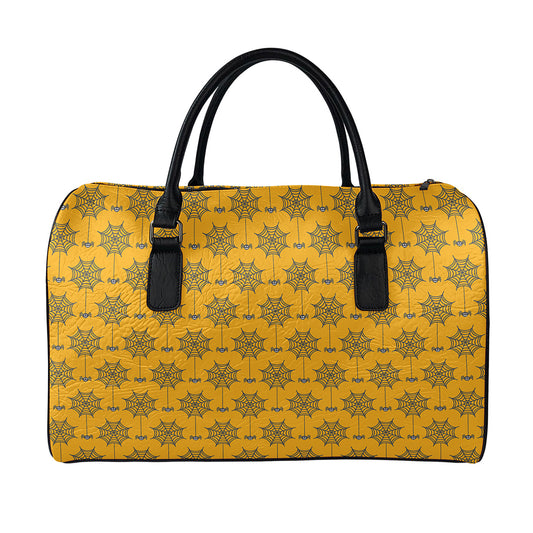 Halloween Spider Web Pattern Print Leather Duffle Bag