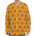 Halloween Spider Web Pattern Print Long Sleeve Baseball Jersey