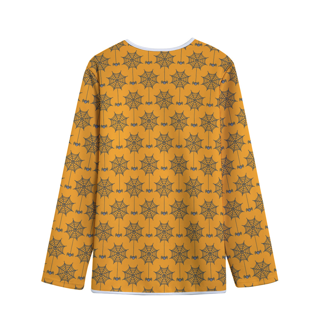 Halloween Spider Web Pattern Print Long Sleeve Short Coat