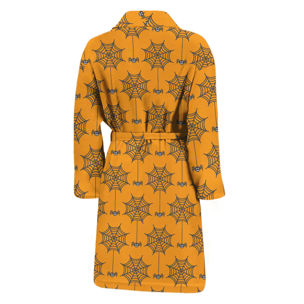Halloween Spider Web Pattern Print Men's Bathrobe
