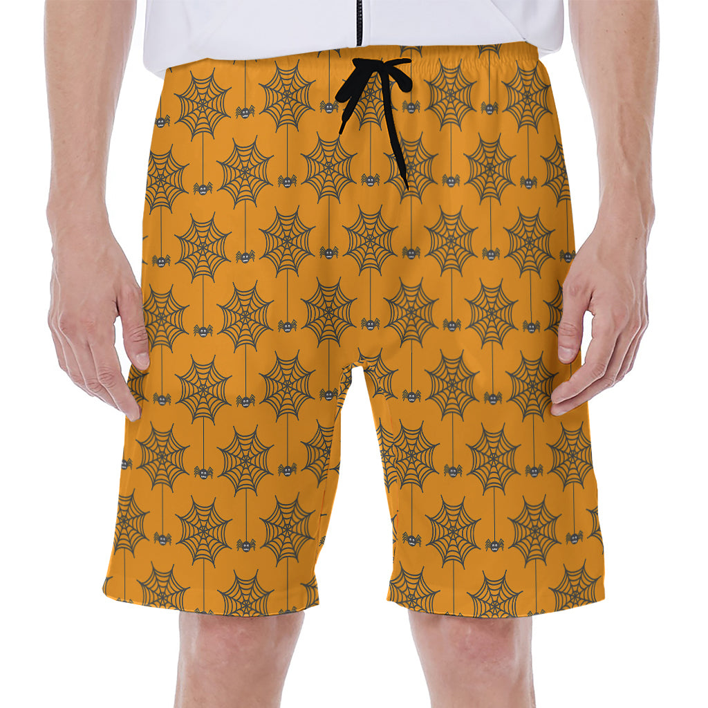 Halloween Spider Web Pattern Print Men's Beach Shorts