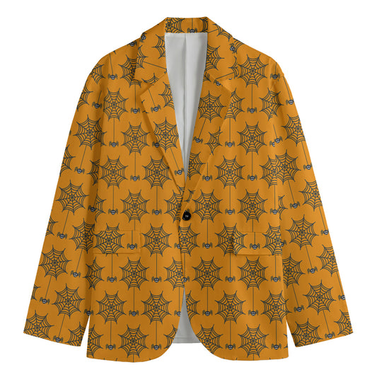 Halloween Spider Web Pattern Print Men's Blazer