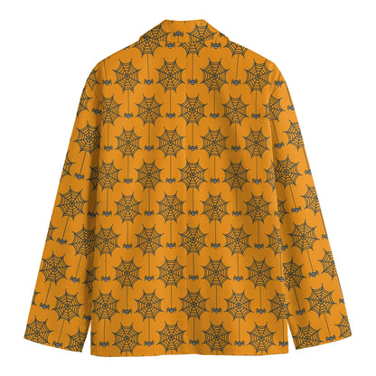 Halloween Spider Web Pattern Print Men's Blazer